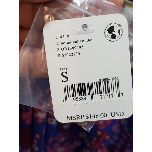 Free People Daisy Jane Mini Dress Botanical Combo Floral Tie Neck Size Small - Picture 8 of 16